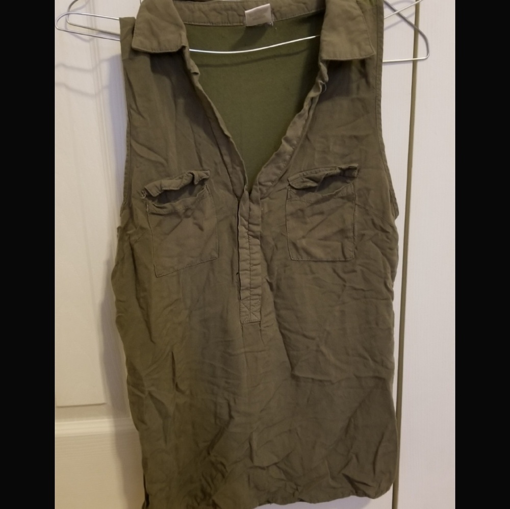 Olive green colored vneck tank
